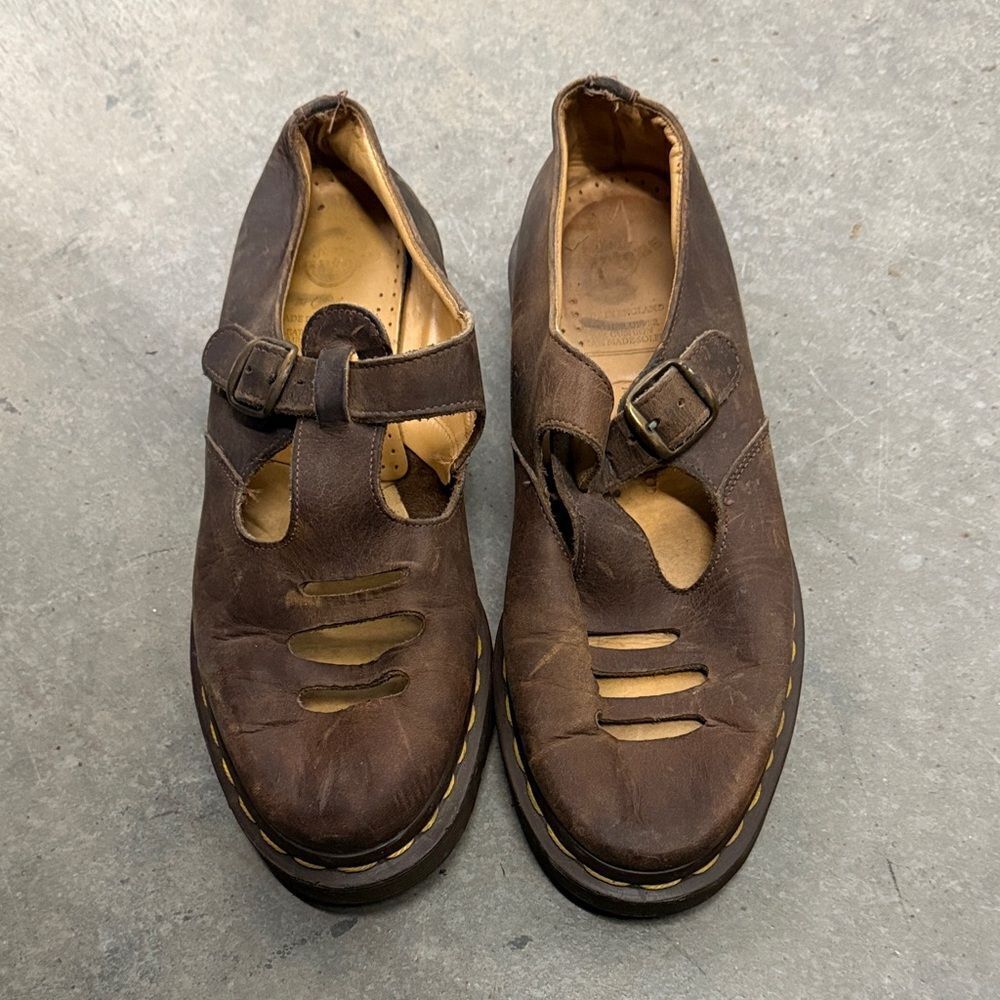 Dr. Martens Dark Brown Leather Strap Sandals